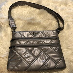 Lug Dazzle SE silver metallic crossbody wristlet clutch handbag purse